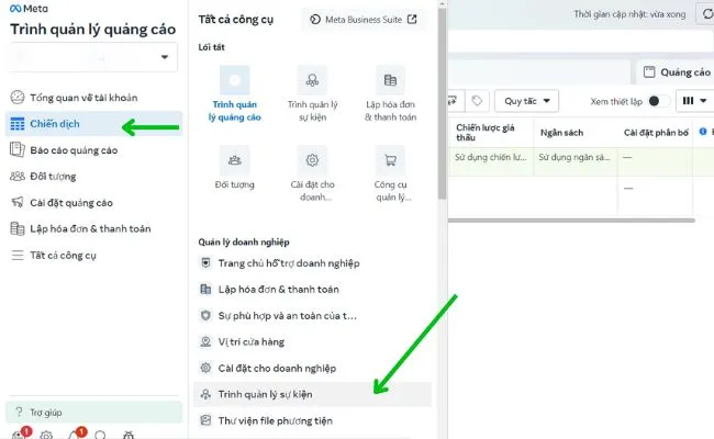 Cách tạo mã Facebook Pixel bước 1