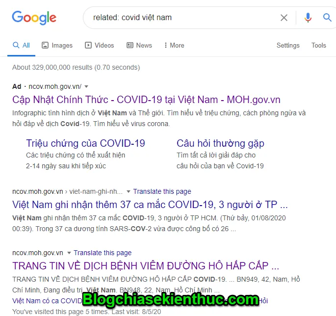 Mô tả cách sử dụng toán tử related: để tìm kiếm các trang web có nội dung tương tự với một trang đã biết