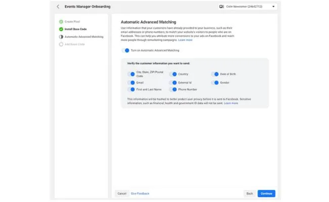 Thiết lập nâng cao Facebook Pixel